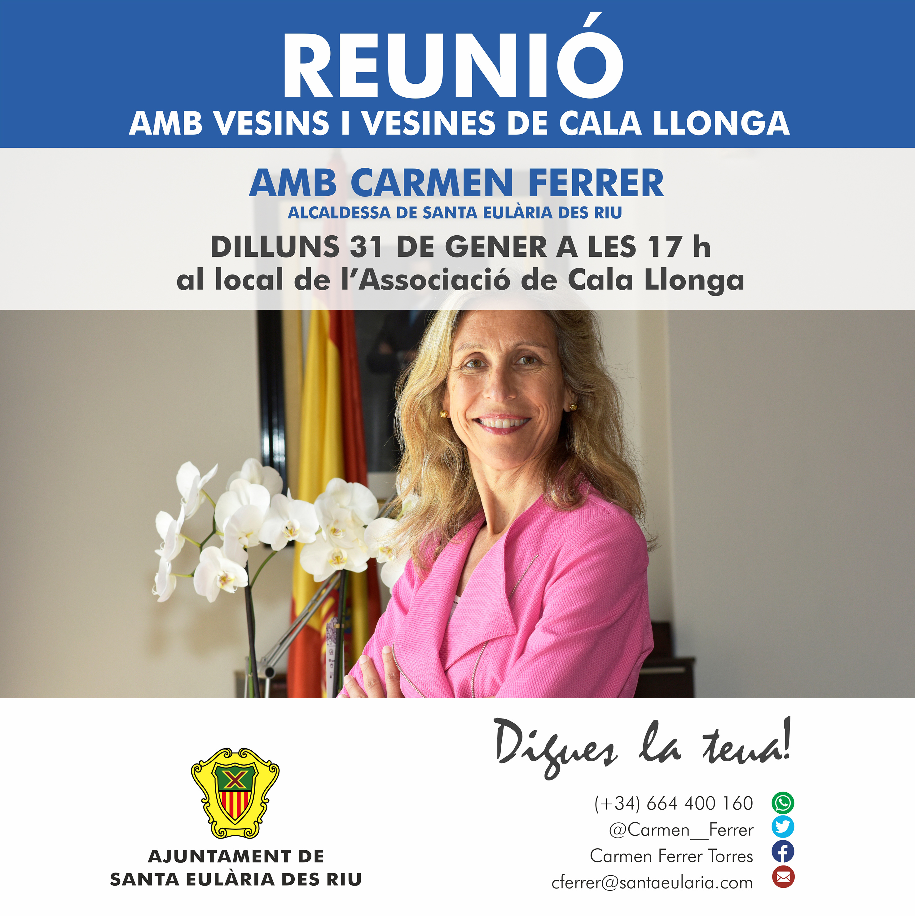 Reunió oberta de 'Digues la Teua' amb l'alcaldessa Carmen Ferrer a Cala Llonga