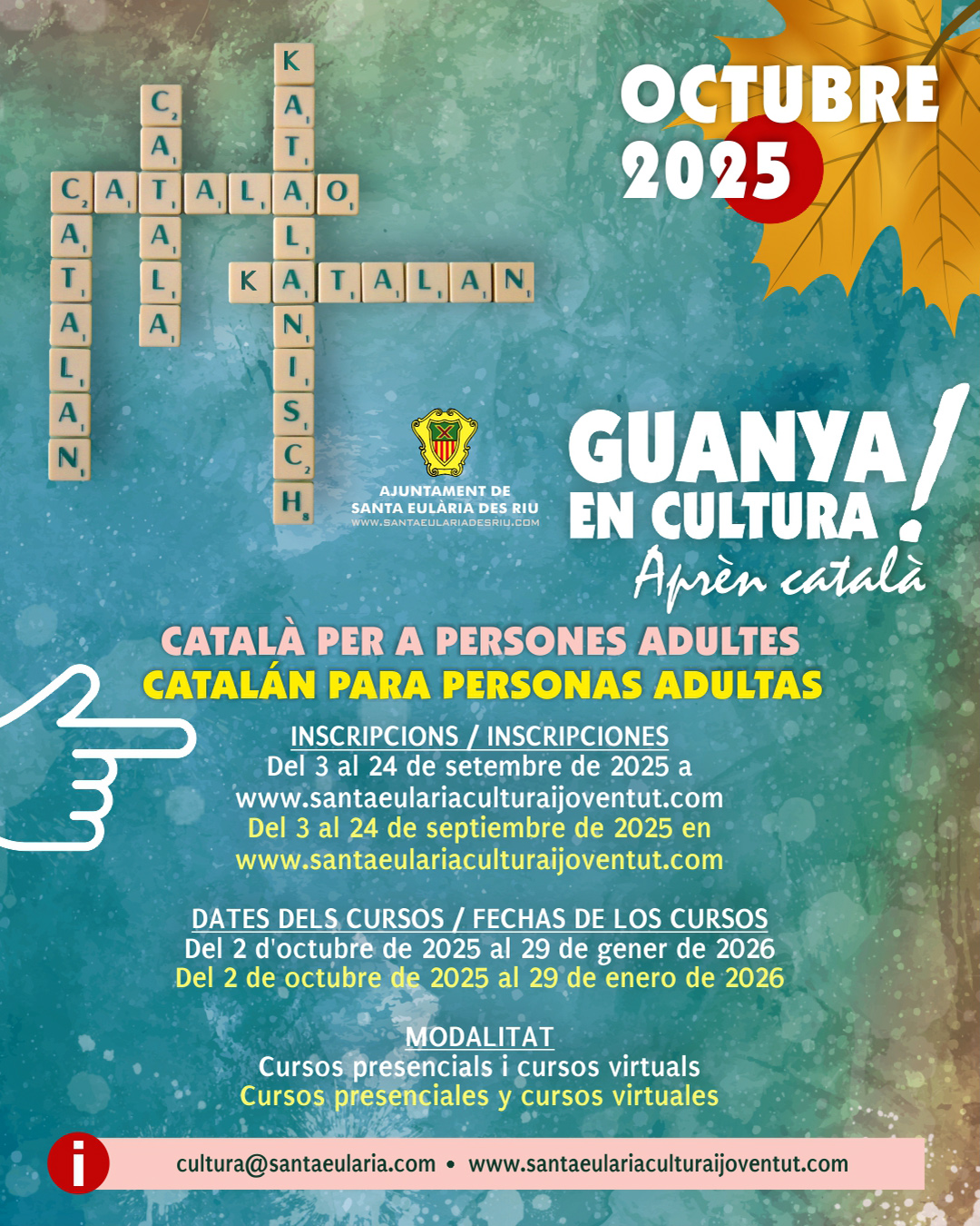 Santa Eulària abre una nueva convocatoria de cursos de catalán para adultos, con modalidad virtual o presencial.
