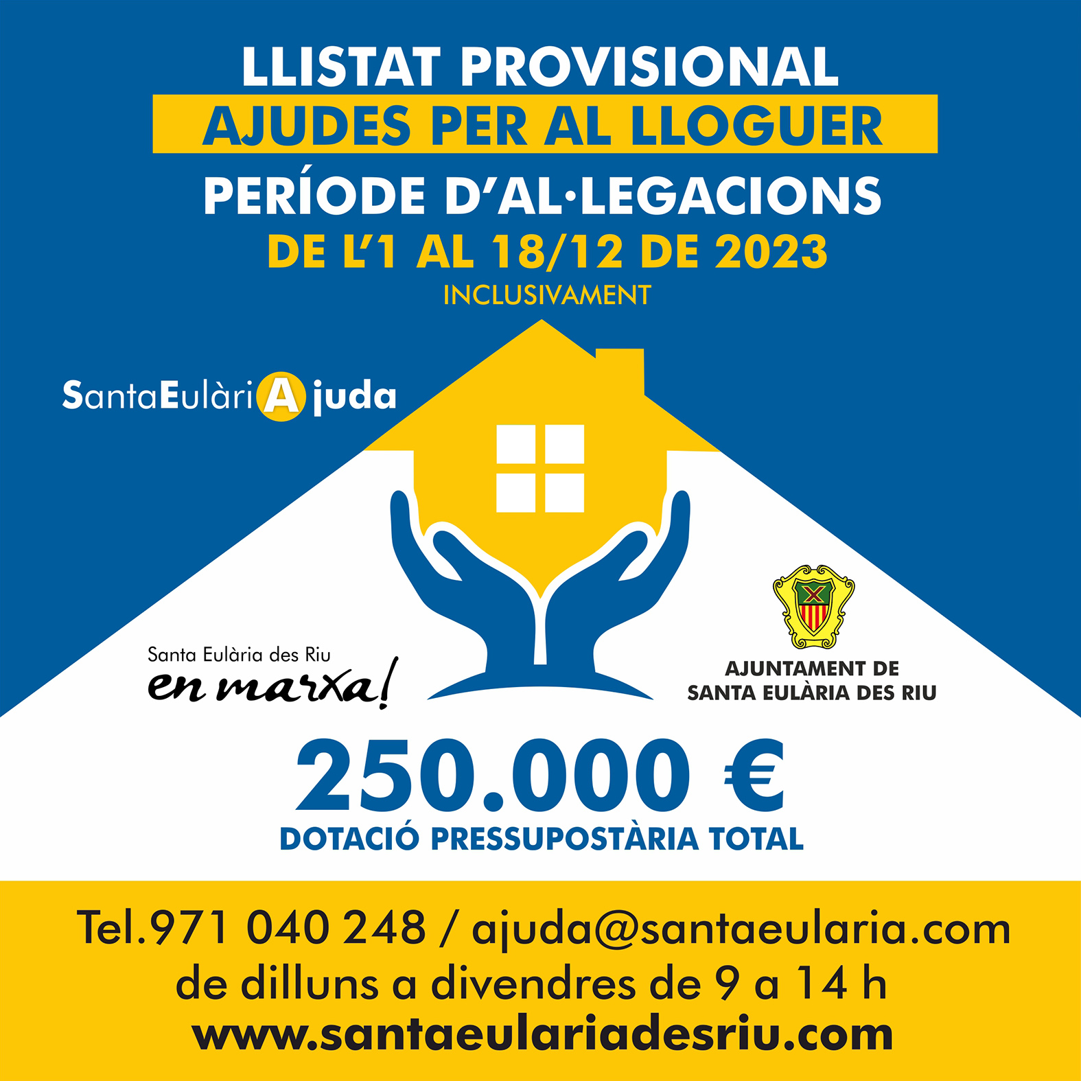 Període d'esmenes a la llista provisional d'ajudes per al lloguer 2023