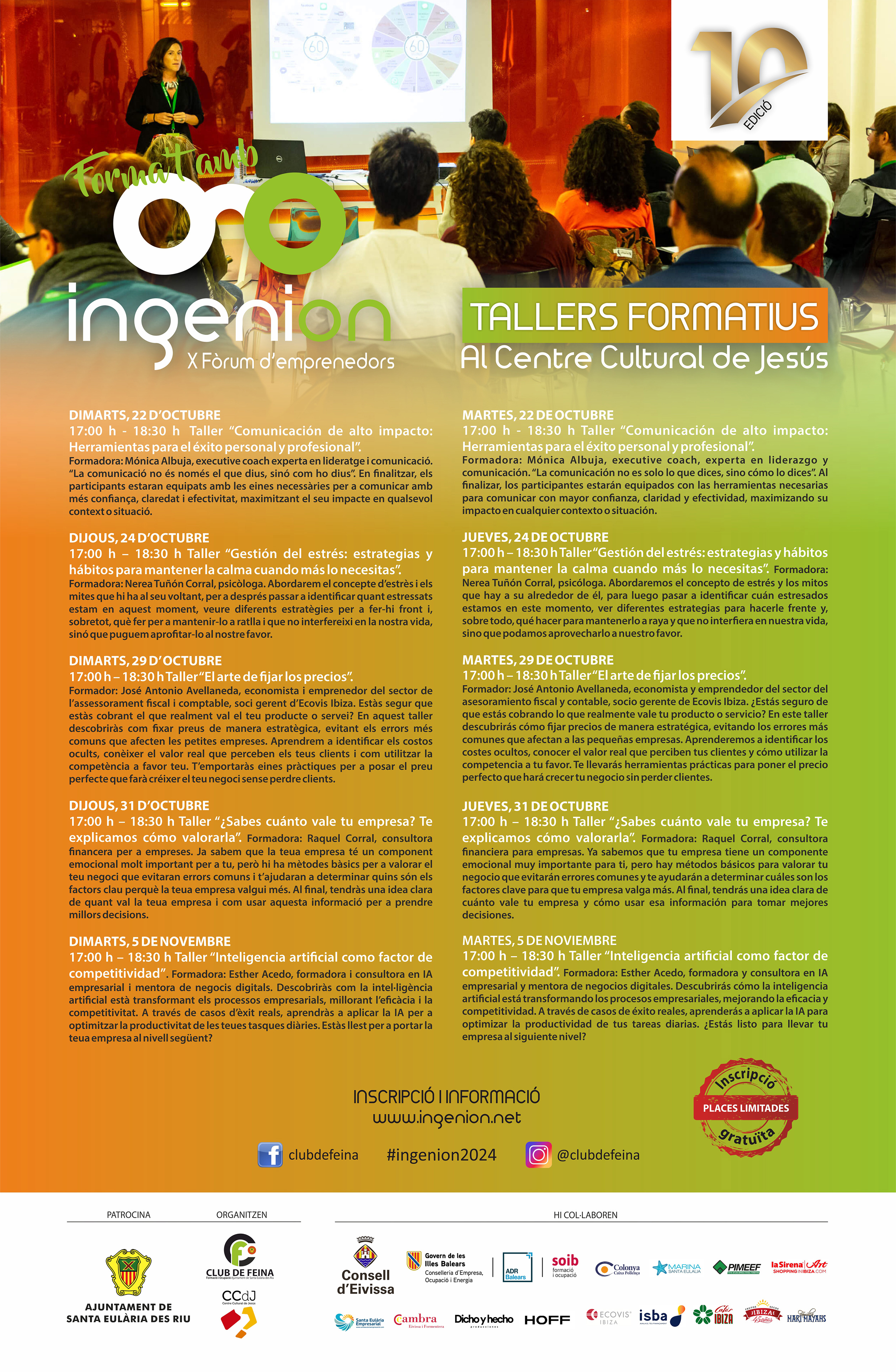 Estrategias para gestionar el estrés en la segunda sesión de los talleres formativos del Foro de Emprendedores Ingenion