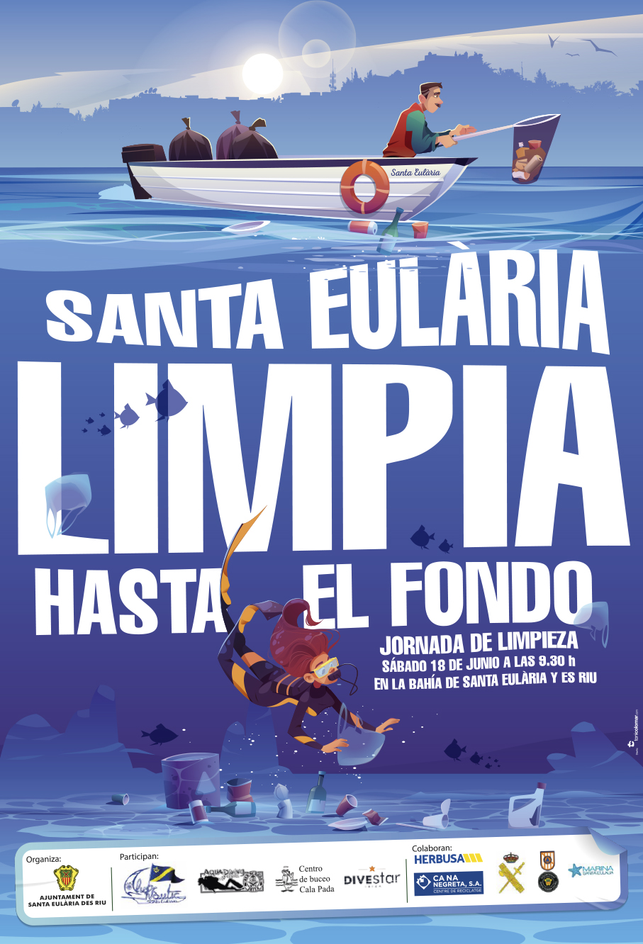 El Ayuntamiento organiza este sábado la limpieza del fondo marino de la bahía de Santa Eulària