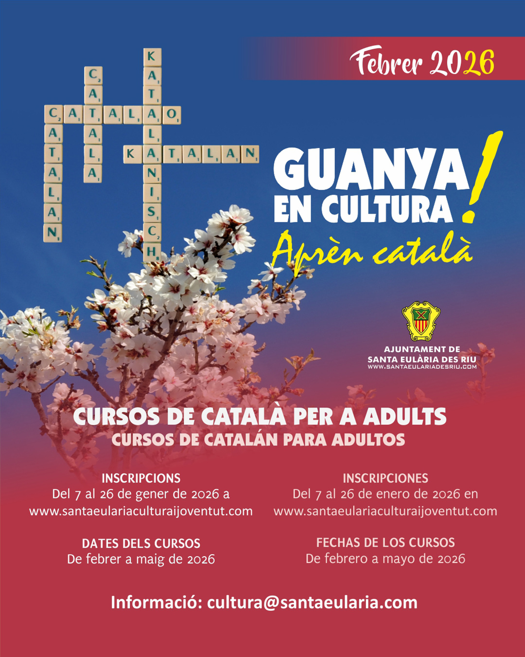Cursos de catalán para personas adultas periodo de febrero a mayo de 2026