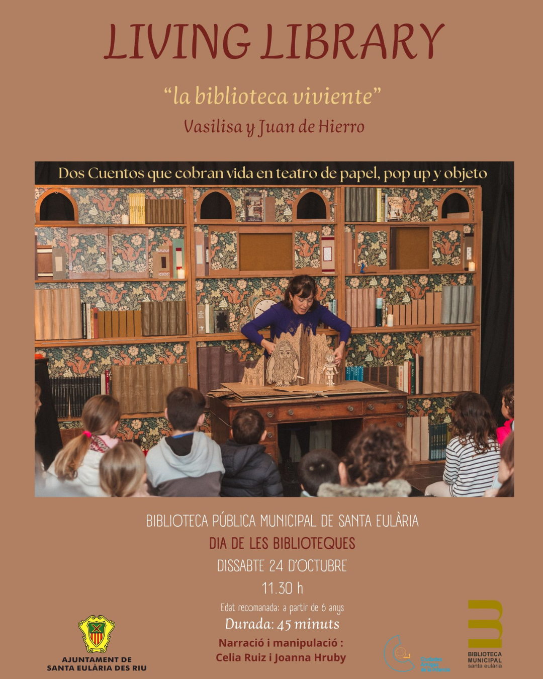 La Biblioteca Municipal de Santa Eulària celebra el Día de las Bibliotecas con un espectáculo de cuentos teatralizados