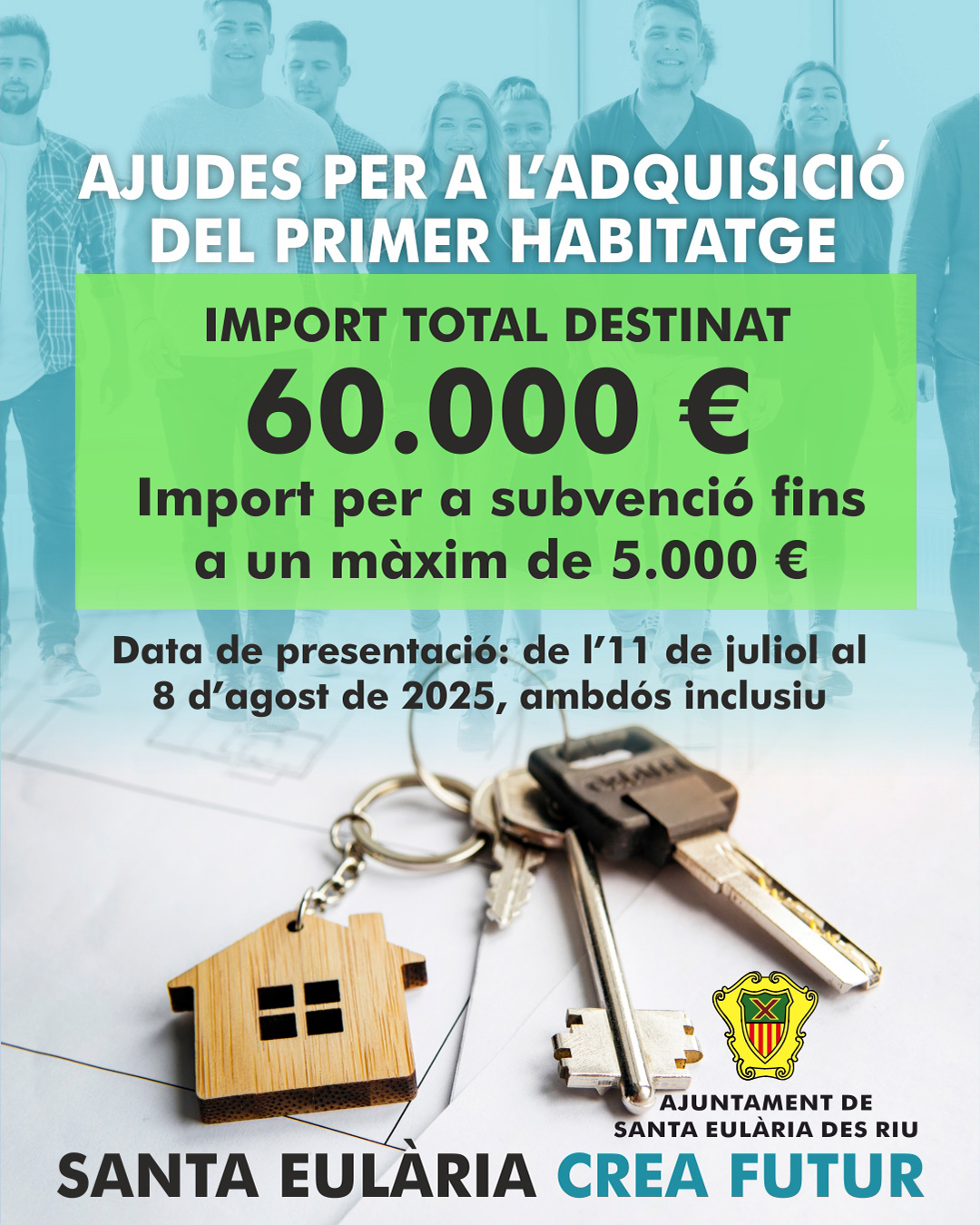 L'Ajuntament de Santa Eulària des Riu ofereix ajudes de fins a 5.000 euros per a alleujar les despeses derivades de la compra del primer habitatge