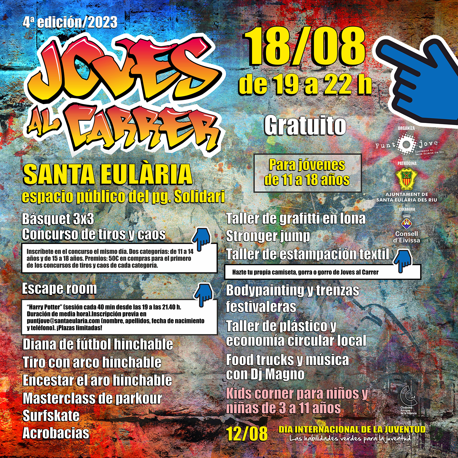 Parkour, grafitis, surfskate o acrobacias entre los talleres de la segunda de Joves al Carrer que tendrá lugar el viernes 18 en el Paseo Solidario