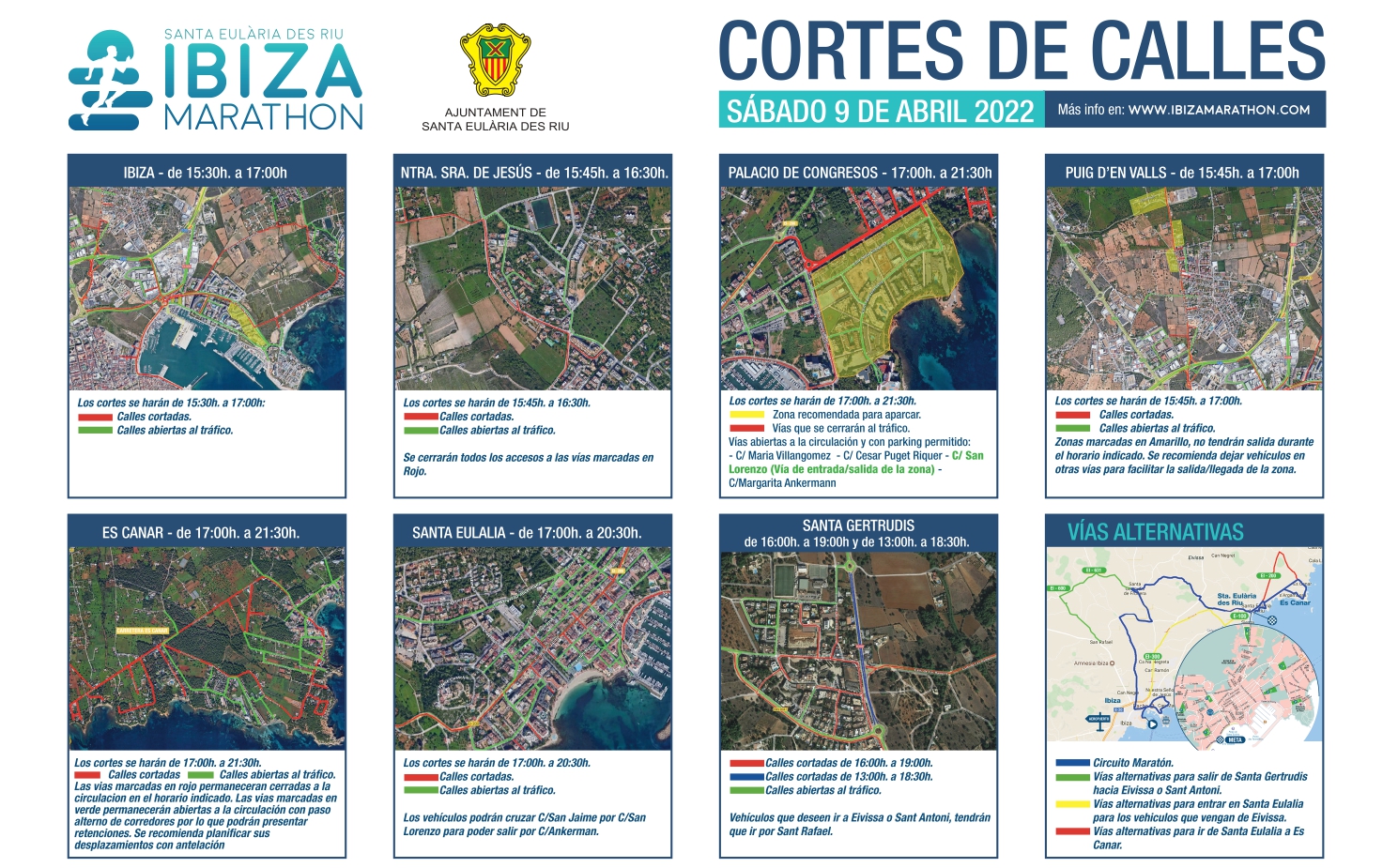 Afeccions viàries durant la celebració de la prova Santa Eulària-Ibiza Marathon   