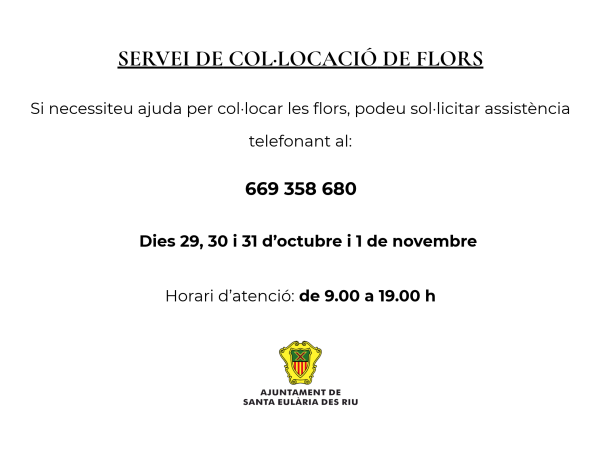 Servei de col·locació de flors pel dia de Tots Sants