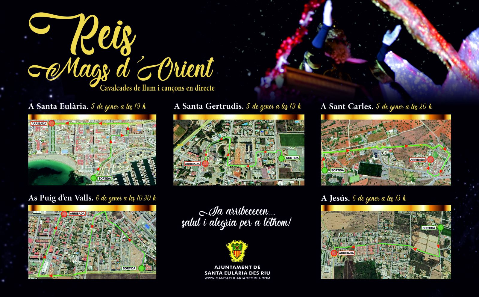 Recorrido de las cabalgatas de los Reyes Magos 2024 en el municipio