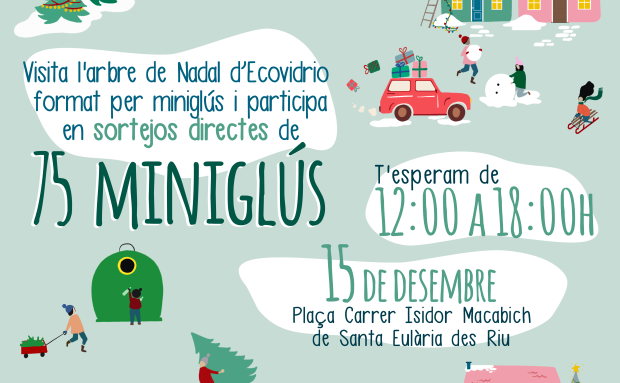 Ecovidrio y Santa Eulària des Riu impulsan el reciclaje de envases de vidrio durante las Navidades con un árbol formado por miniglús