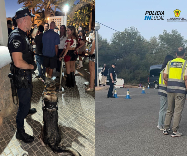 Un operativo policial conjunto en Santa Eulària permite levantar más de 50 actas por drogas e inmovilizar 4 taxis pirata