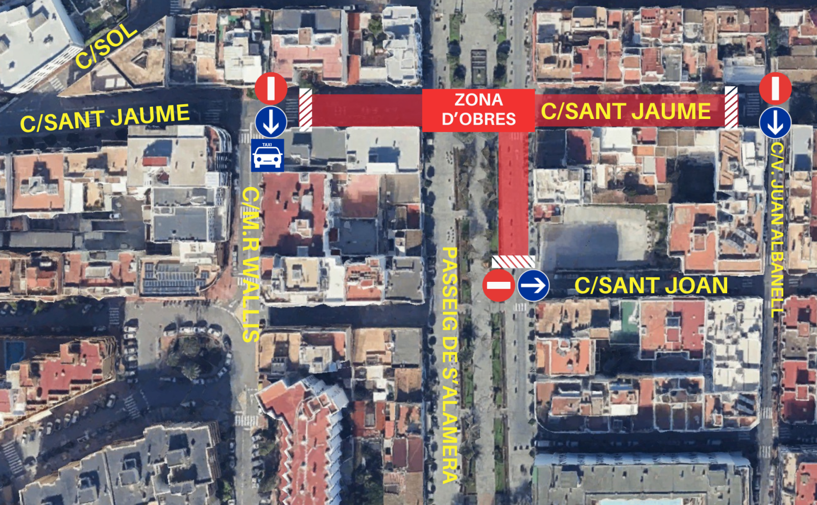Santa Eulària inicia la renovación del pavimento en un tramo de la calle Sant Jaume para mejorar la seguridad vial