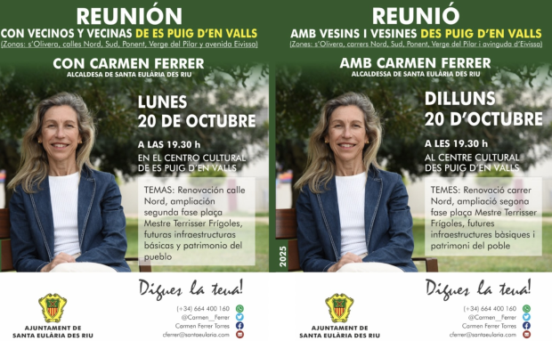 Carmen Ferrer celebra este lunes en el Centre cultural de es Puig d’en Valls una nueva reunión del programa de participación ciudadana ‘Digues la Teua’