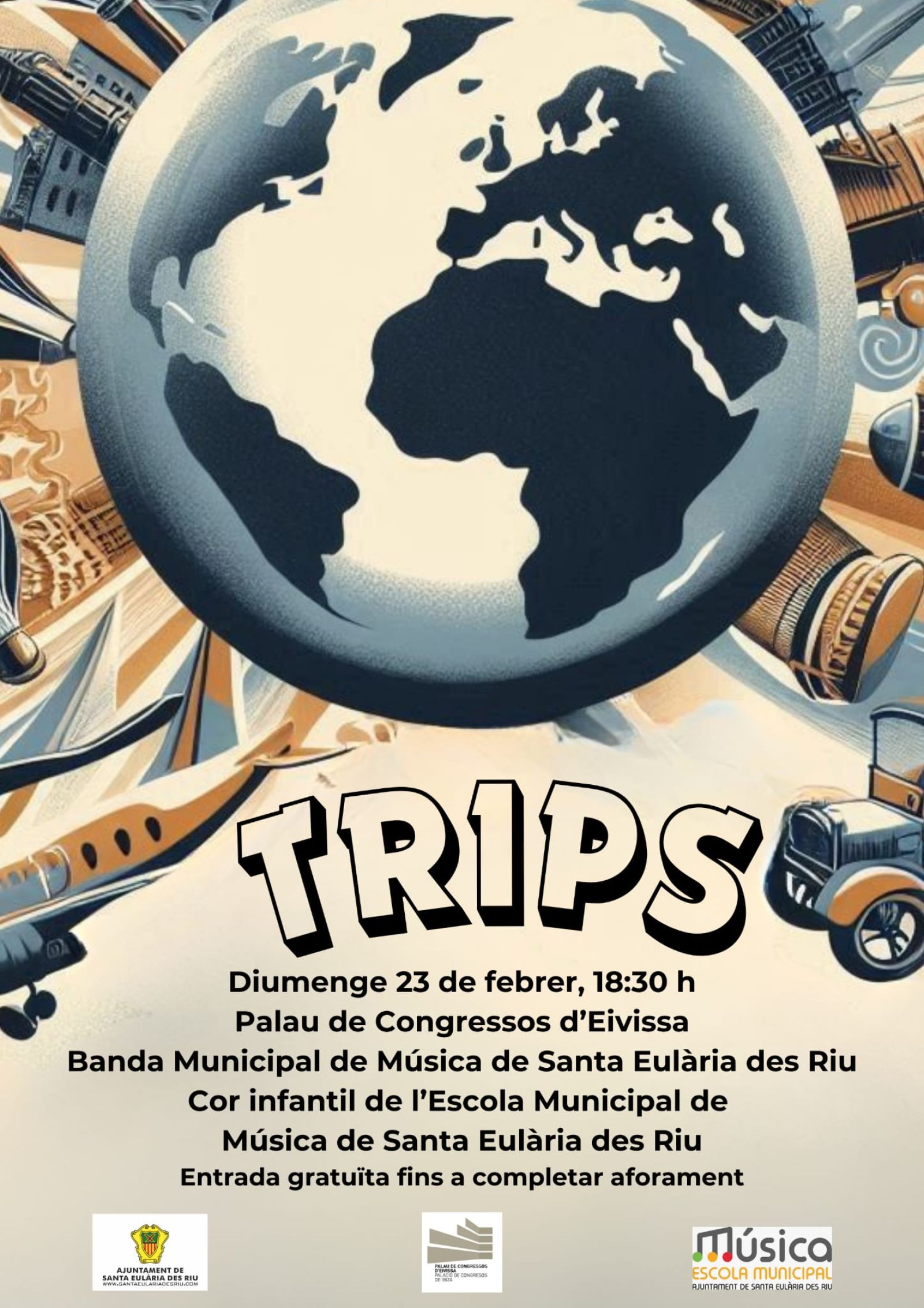 La Banda Municipal de Santa Eulària y el Coro de la Escuela Municipal presentan TRIPS