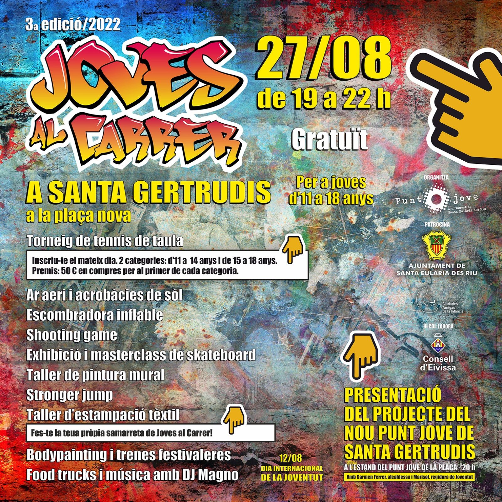 'Joves al Carrer' porta aquest dissabte a Santa Gertrudis els seus tallers d'acrobàcies, pintura mural i 'skate'