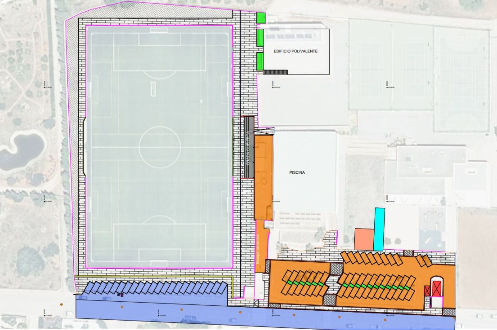 Santa Eulària adjudica las obras de mejora de aparcamiento y accesibilidad y nueva grada del campo de fútbol de Santa Gertrudis