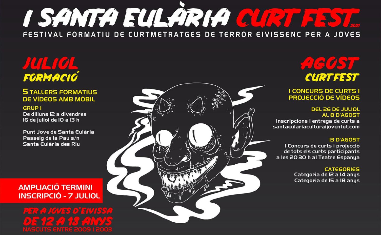 Abierto el plazo de inscripción para el concurso de cortos de terror realizados por jóvenes ‘I Santa Eulària Curt Fest’