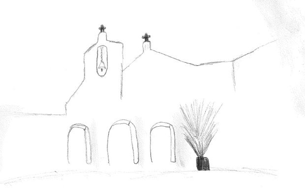Un perfil de la iglesia de Sant Carles, ganador del concurso de dibujo de las fiestas de 2021