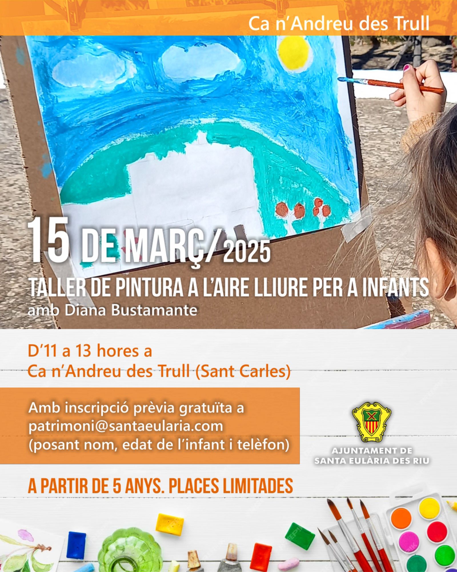 Taller de pintura a l'aire lliure per a infants al Trull de Ca n'Andreu, 15 de març de 2025