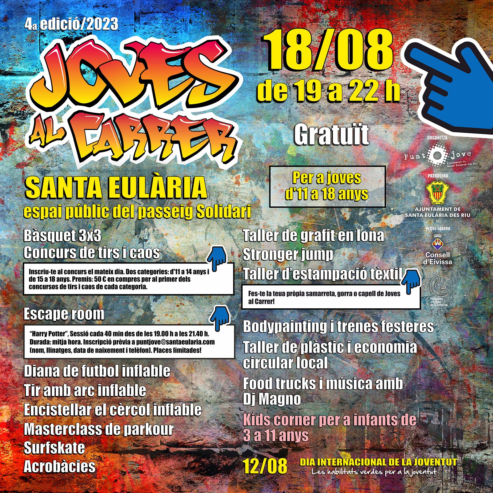 Parkour, grafitis, surfskate o acrobàcies entre els tallers de la segona sessió de Joves al Carrer que tindrà lloc el divendres 18 al Passeig Solidari