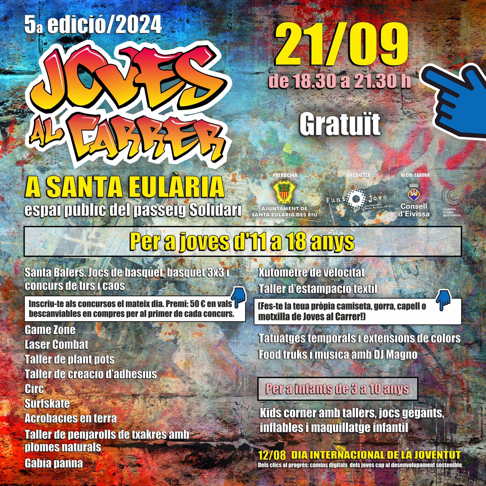 Acrobacias, circo, laser combat y una jaula para duelos futboleros en la tercera jornada de Joves al Carrer que se celebra el sábado en el Passeig Solidari de Santa Eulària