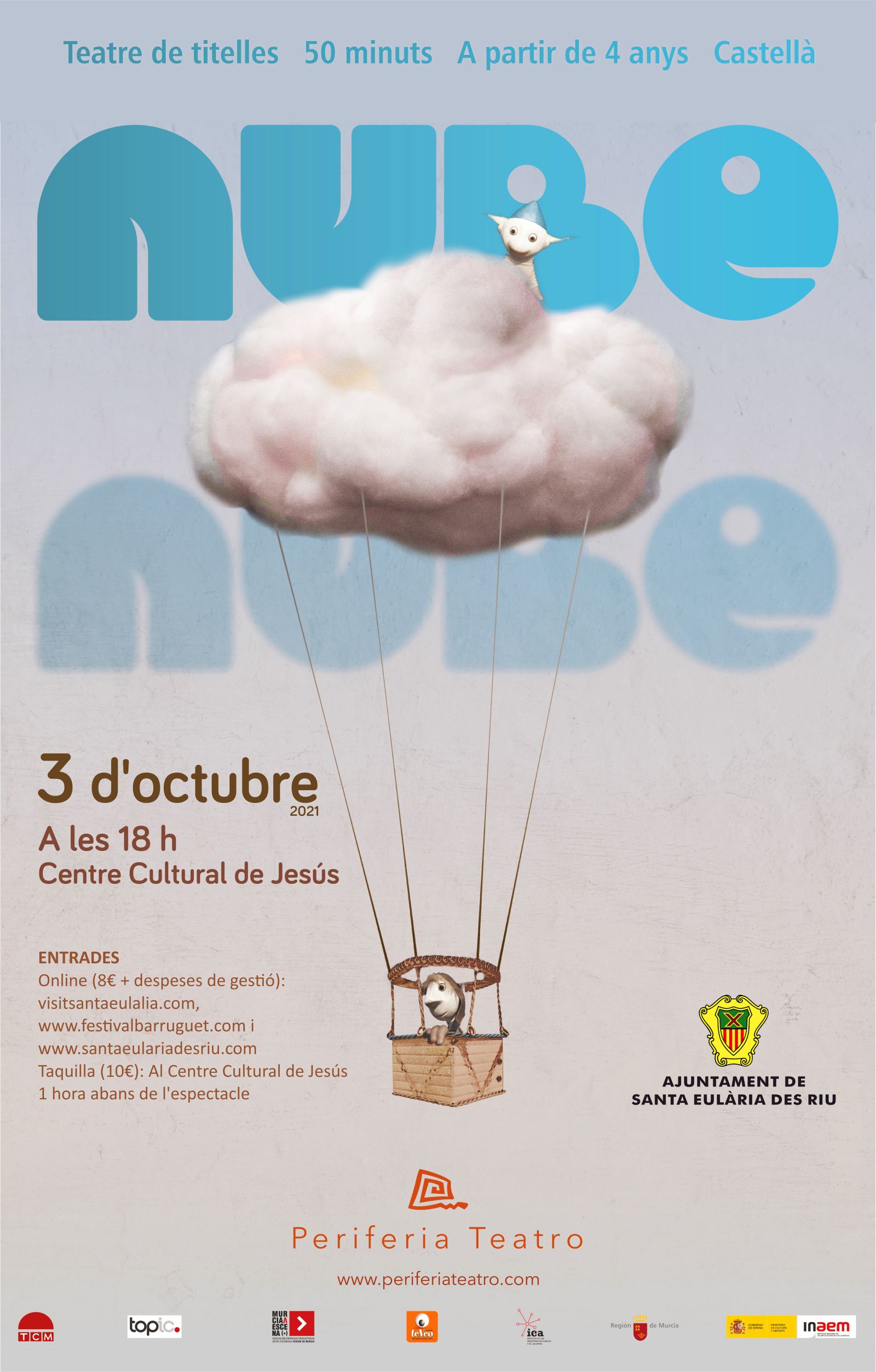 Llega a las Pitiusas 'Nube Nube' un espectáculo de títeres dirigido al público familiar que trata sobre el amor