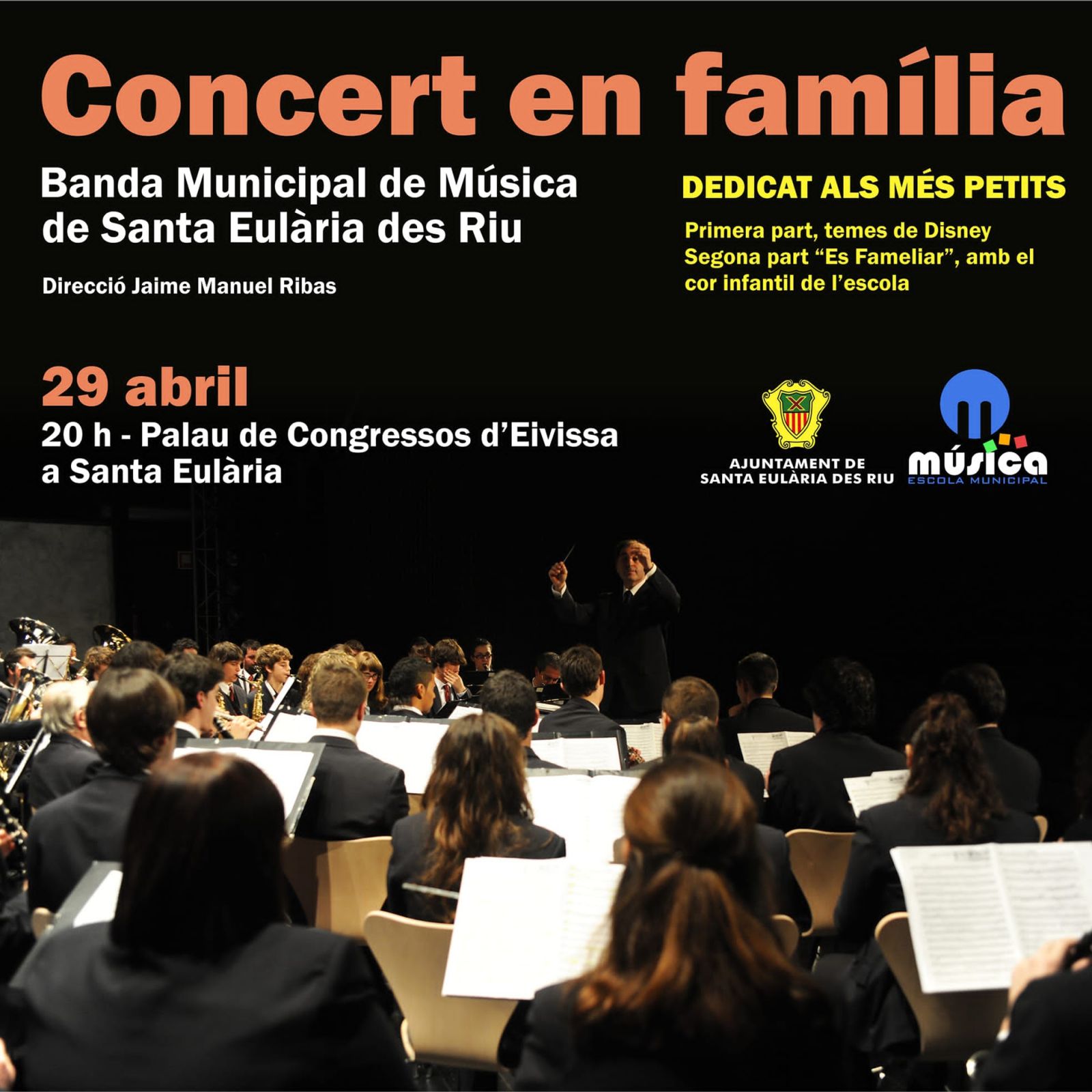 La Banda Municipal de Santa Eulària ofereix aquest dissabte un concert en família en el Palau de Congressos d'Eivissa