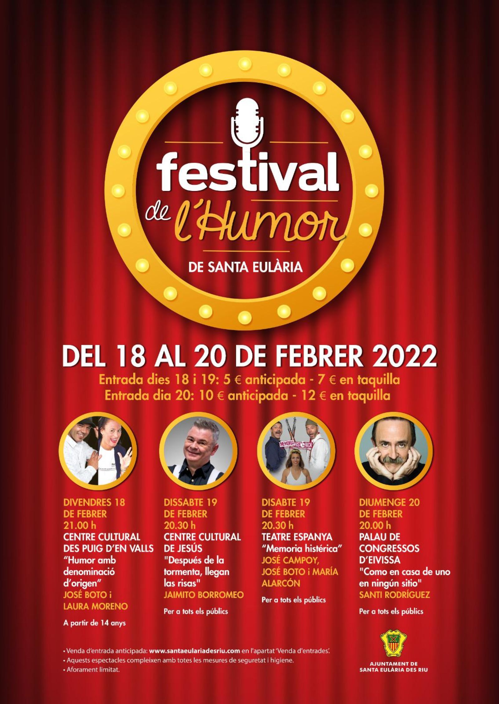 L'Ajuntament organitza el primer Festival de l'Humor que arribarà als auditoris de Santa Eulària, Jesús i es Puig d’en Valls