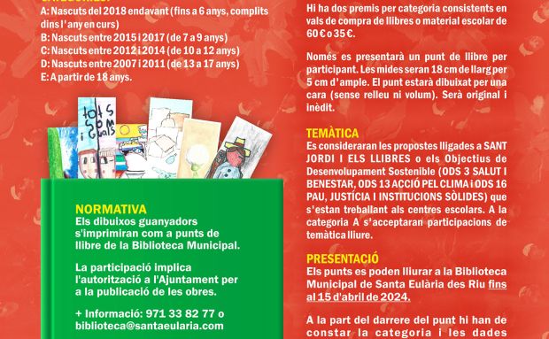 La paz, la salud y el clima se suman a los libros y la fiesta  de ‘Sant Jordi’ como temas para el concurso de puntos de libro abierto a todas las edades
