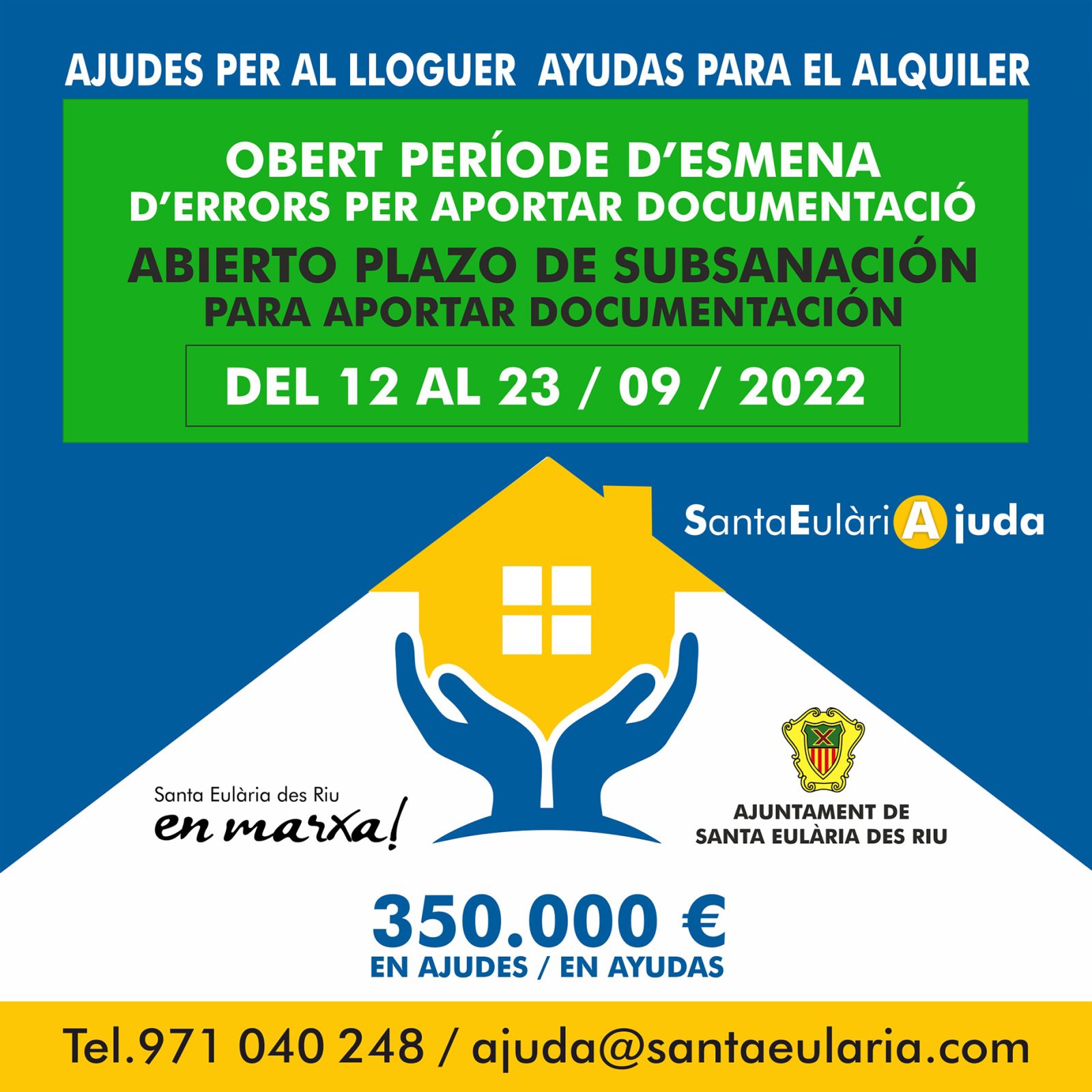 Santa Eulària des Riu tramita 263 solicitudes de las ayudas al alquiler, que repartirán 350.000 euros entre residentes en el municipio