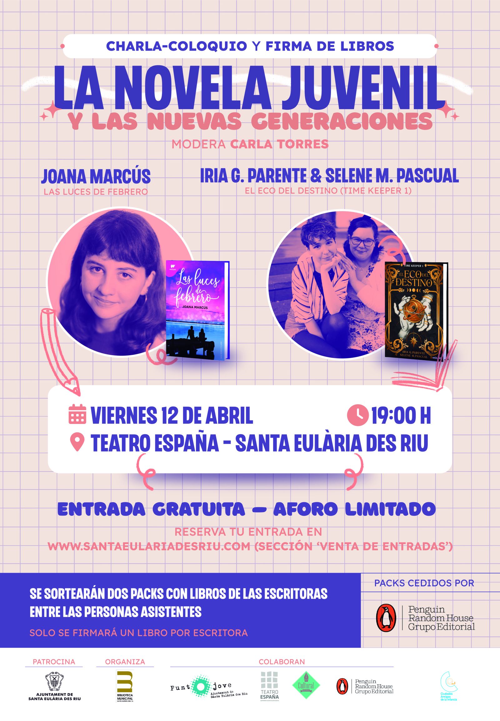 La Biblioteca Municipal y Juventud traen al Teatro España el 12 de abril a las ‘superventas’ de literatura juvenil Joana Marcus, Iria Parente y Selene Pascual
