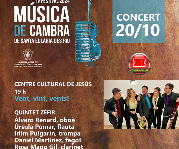 El Festival de Música de Cambra arriba aquest diumenge amb una sessió de vent fusta amb el trompa eivissenc Irlim Pulgarín i el seu Quintet Zèfir