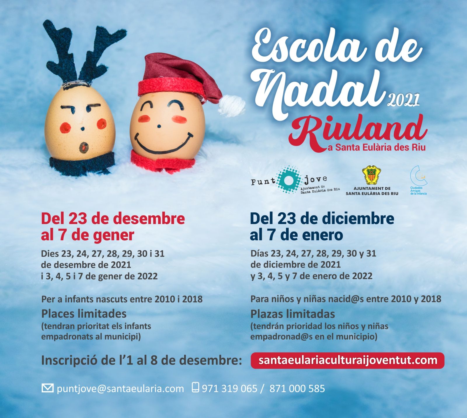 Santa Eulària obre les inscripcions per a la segona edició de l'escola de Nadal 'Riuland' el proper 1 de desembre