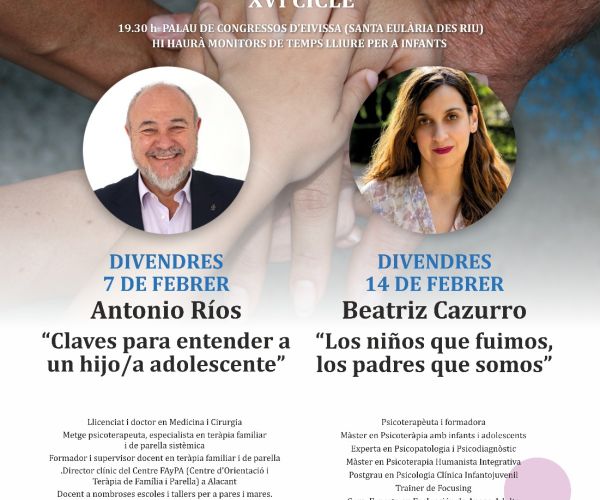 La psicoterapeuta Beatriz Cazurro i el doctor Antonio Ríos seran els conferenciants de L’Aventura d’Educar en Família 2025 en el Palau de Congressos d'Eivissa