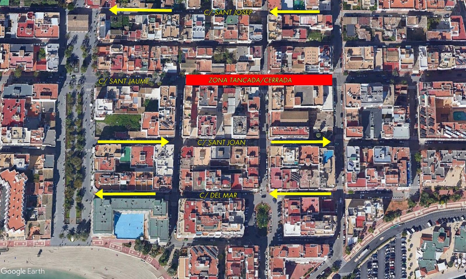 El lunes 21 de marzo se inicia la repavimentación del cruce entre calle Sant Jaume e Isidor Macabich, aprobada en Junta el pasado 10 de marzo