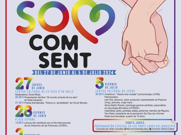 Santa Eulària des Riu programa charlas, teatro y proyecciones, así como la lectura de un manifiesto con motivo del Día Internacional del Orgullo LGTBIQ+