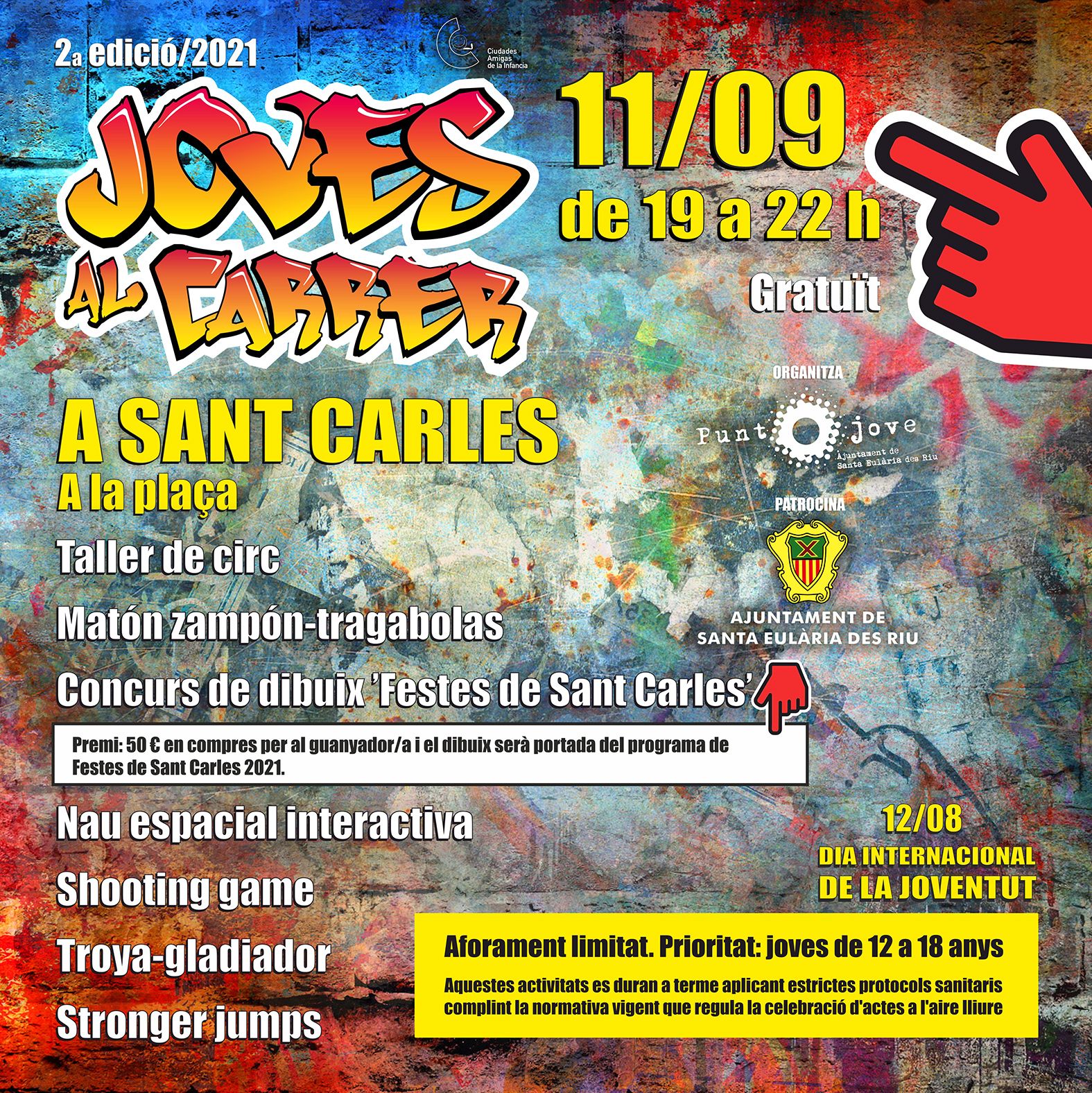 El II Joves al carrer cierra este sábado en Sant Carles con circo, shooting games y un concurso para elegir la imagen de las fiestas de la población