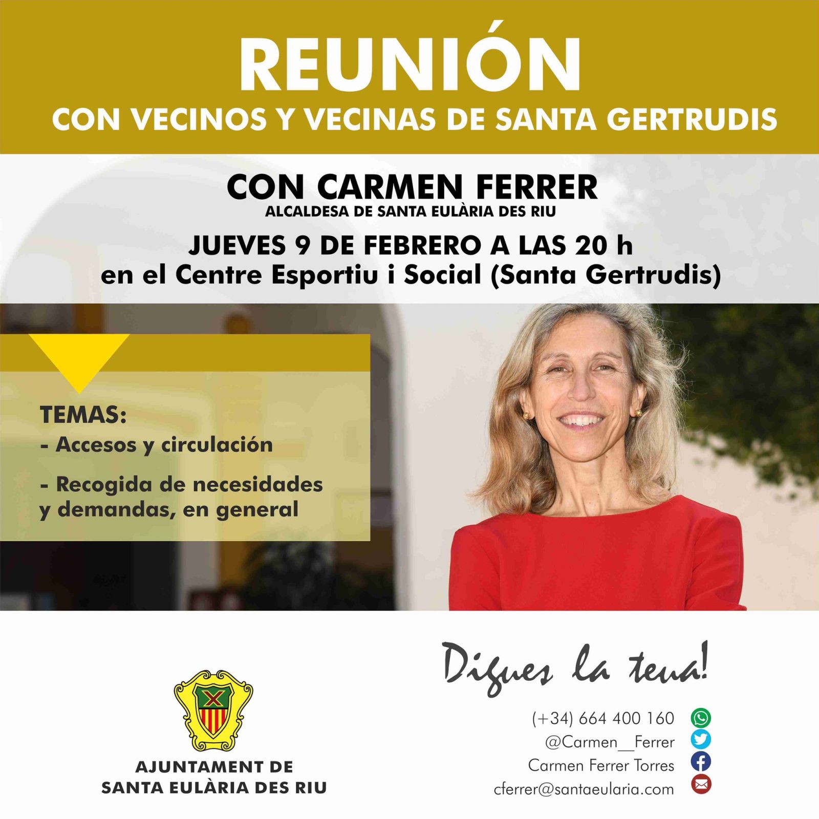 'Digues la Teua' en el Centro Deportivo y Social de Santa Gertrudis el 9 de febrero