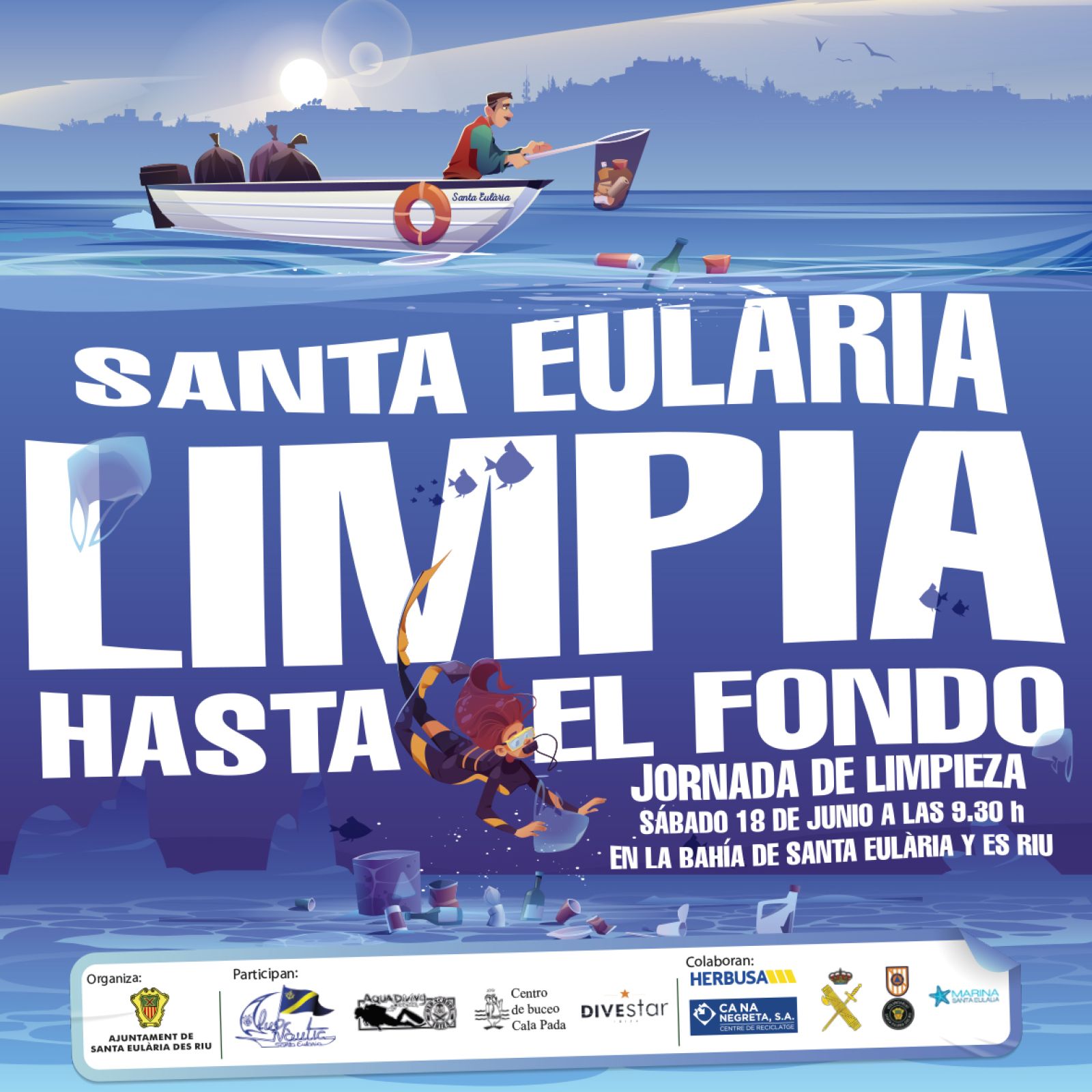 El Ayuntamiento organiza este sábado la limpieza del fondo marino de la bahía de Santa Eulària