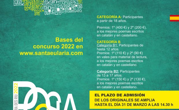 Ampliado hasta el 31 de marzo el plazo para presentar originales a la edición XXV del Concurs Puig de Missa de Poesia