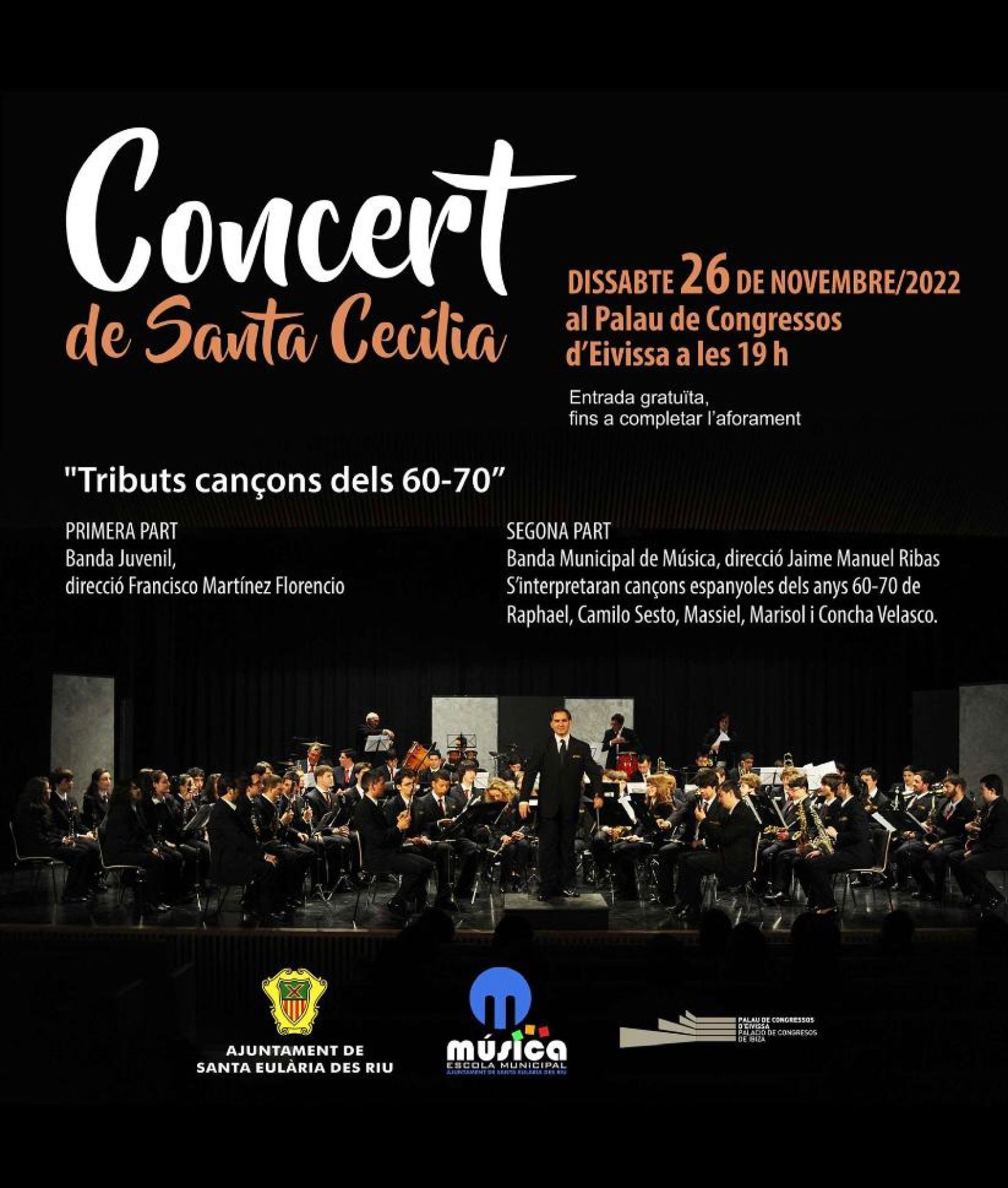 La Banda Juvenil y la Banda Municipal de Música ofrecen éste sábado un concierto doble con motivo de Santa Cecília