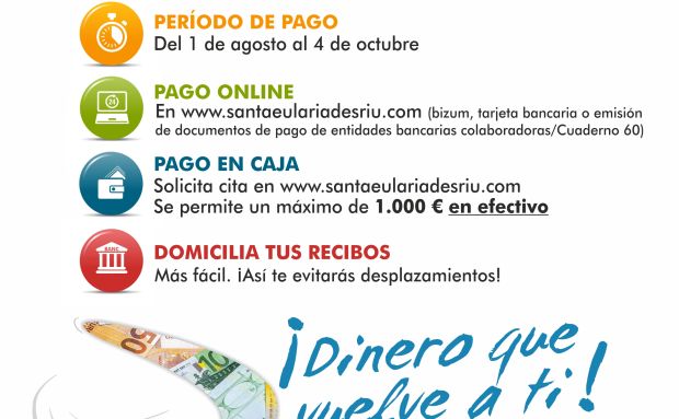 Santa Eulària abre el periodo voluntario de pago de impuestos y tasas municipales a partir del 1 de agosto