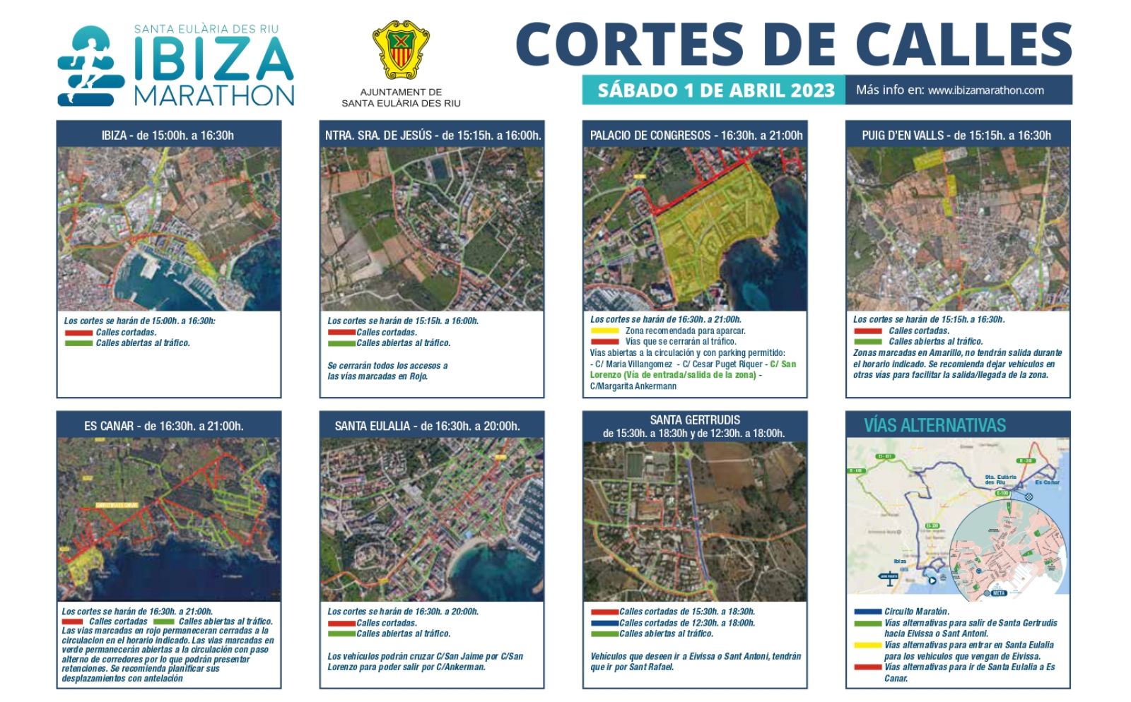 Consulta las afecciones de tráfico durante la disputa de la Santa Eulària-Ibiza Marathon 2023