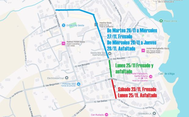 Restricciones parciales de tráfico y estacionamiento por el asfaltado de la calle Margalides de es Puig d’en Fita/Siesta