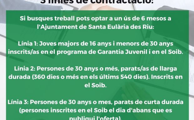 L'Ajuntament de Santa Eulària des Riu contractarà 10 persones en atur dins del programa SOIB Reactiva