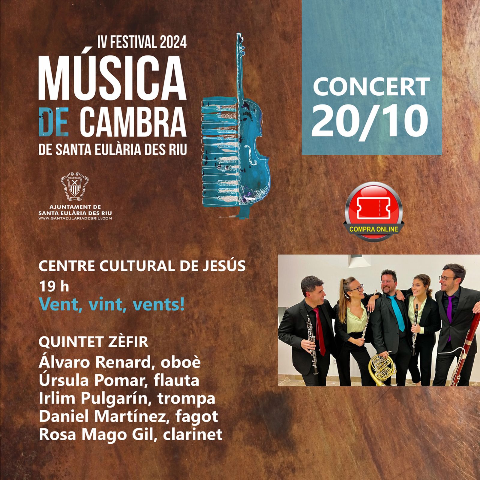 El Festival de Música de Cámara llega este domingo con una sesión de viento madera con el trompa ibicenco Irlim Pulgarín y su Quintet Zèfir