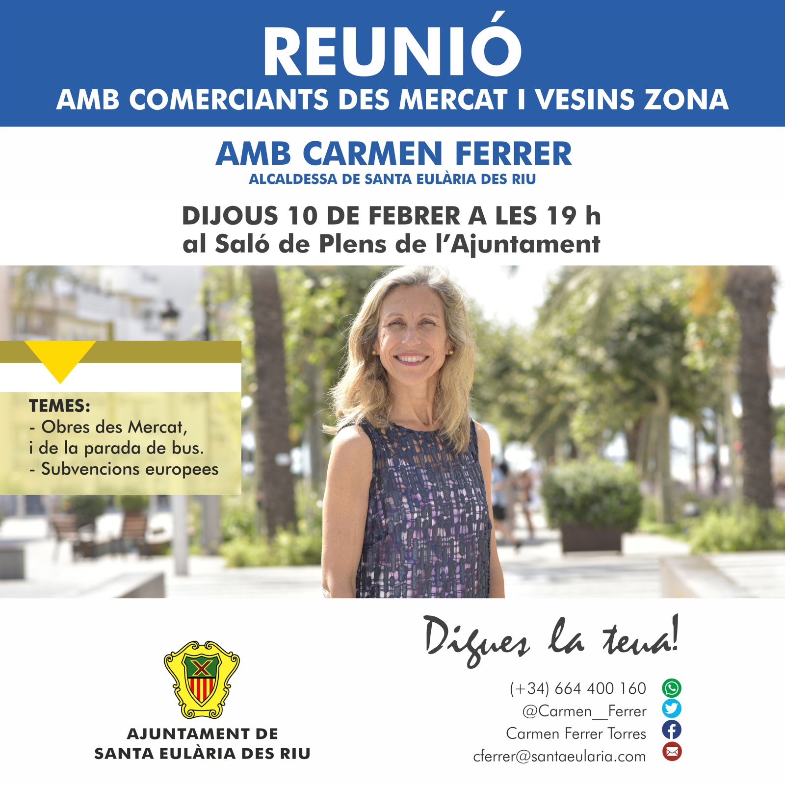 Reunión abierta de 'Digues la Teua' con la alcaldesa Carmen Ferrer con vecinos y comerciantes de es Mercat