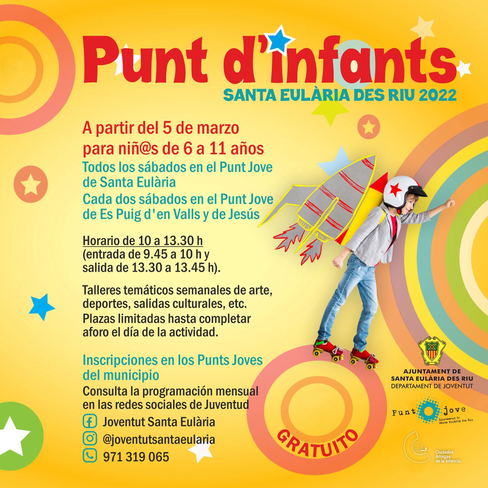 Santa Eulària des Riu crea los Punt d’Infants para ofrecer talleres lúdicos y educativos todos los sábados por la mañana