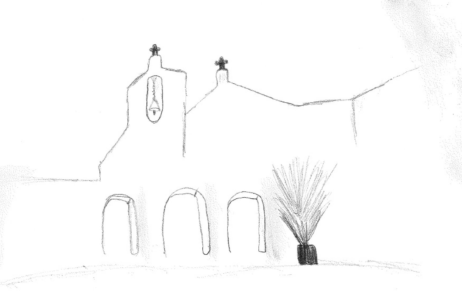 Un perfil de la iglesia de Sant Carles, ganador del concurso de dibujo de las fiestas de 2021